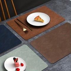 Nordic Western Placemat Double Layer Cowhide Pattern PU Leather Table Pad