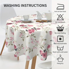Waterproof Floral Round Tablecloth for Picnic or Party Home Decor