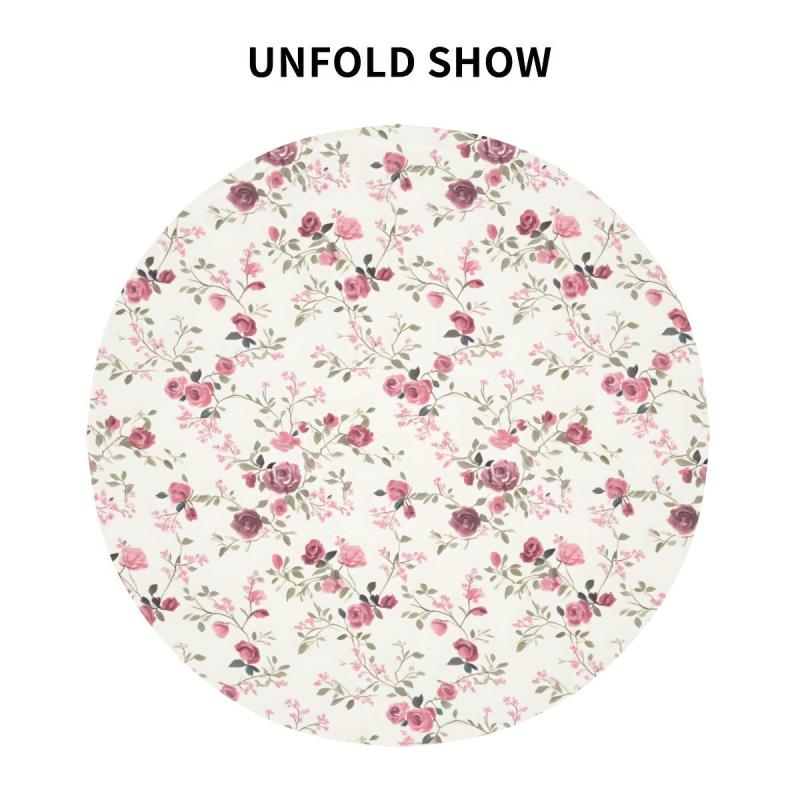 Waterproof Floral Round Tablecloth for Picnic or Party Home Decor