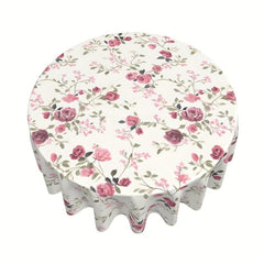 Waterproof Floral Round Tablecloth for Picnic or Party Home Decor