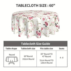 Waterproof Floral Round Tablecloth for Picnic or Party Home Decor