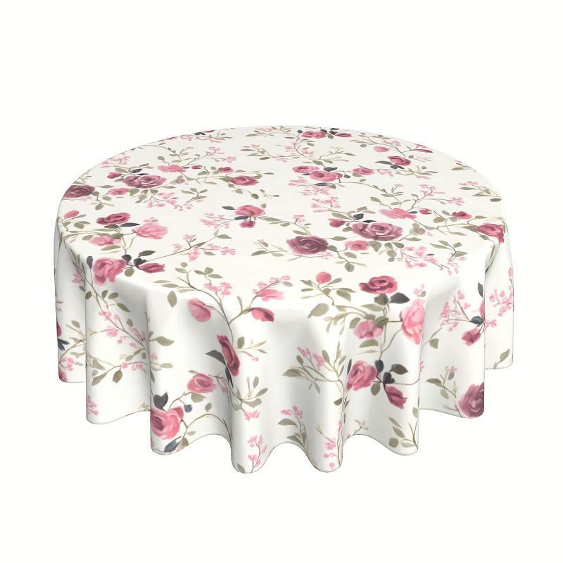 Waterproof Floral Round Tablecloth for Picnic or Party Home Decor