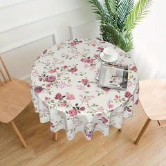 Waterproof Floral Round Tablecloth for Picnic or Party Home Decor