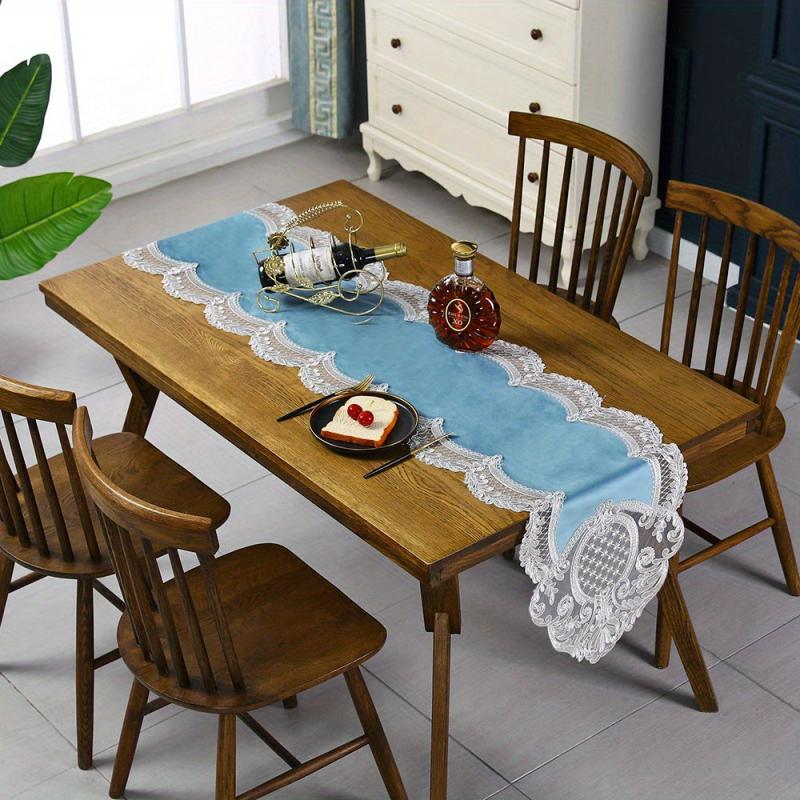 Velvet Embroidery Lace Table Runner Wedding Banquet Autumn Fall Decor