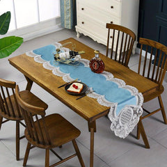 Velvet Embroidery Lace Table Runner Wedding Banquet Autumn Fall Decor