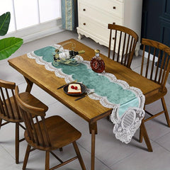 Velvet Embroidery Lace Table Runner Wedding Banquet Autumn Fall Decor