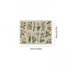 Herbal Plant Printed Dish Drying Pad Kitchen Countertop Absorbent Mat