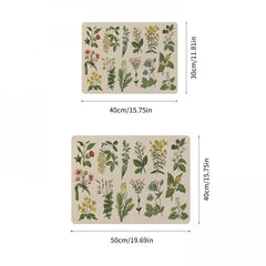 Herbal Plant Printed Dish Drying Pad Kitchen Countertop Absorbent Mat