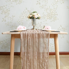 Balinese Pleated Table Runner Solid Cheesecloth Cover