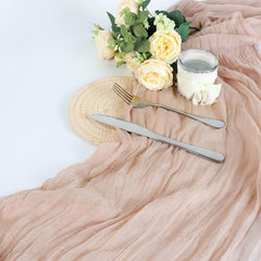 Balinese Pleated Table Runner Solid Cheesecloth Cover