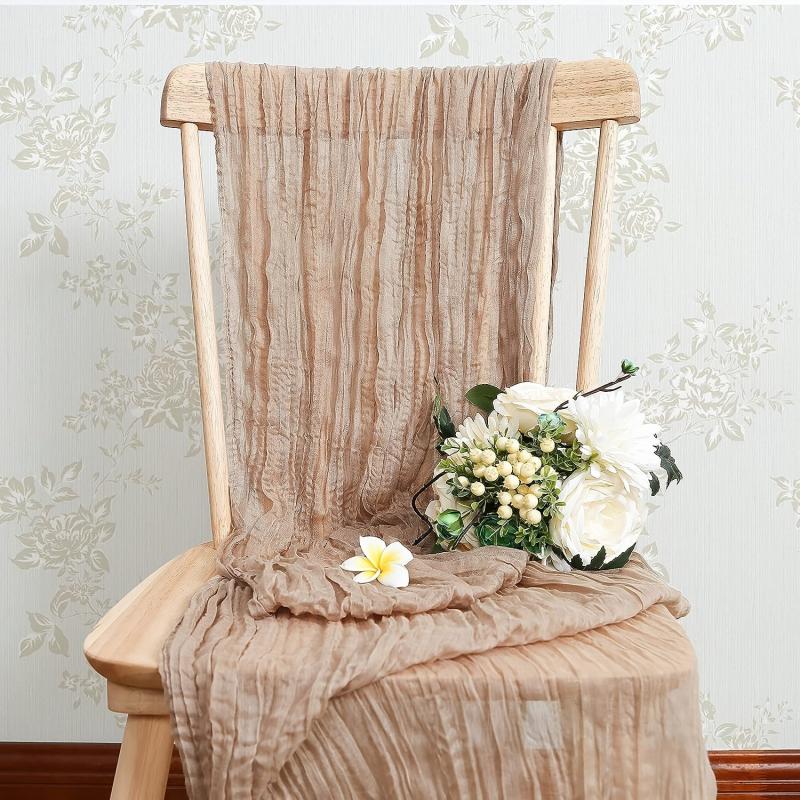 Balinese Pleated Table Runner Solid Cheesecloth Cover