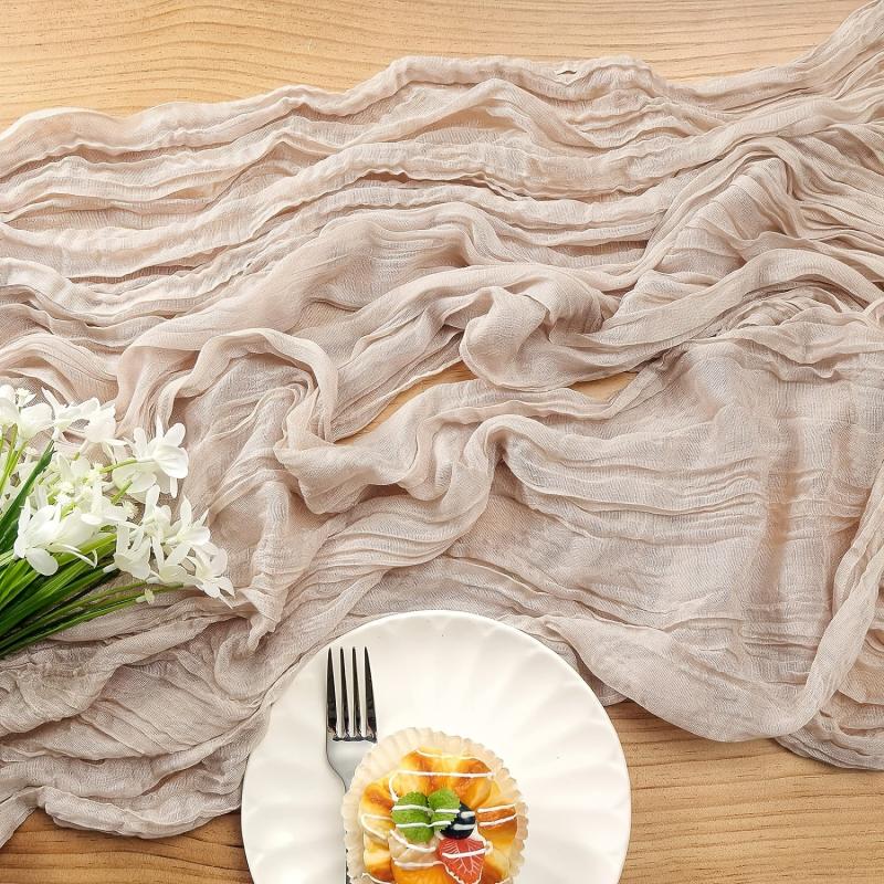 Balinese Pleated Table Runner Solid Cheesecloth Cover