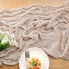 Balinese Pleated Table Runner Solid Cheesecloth Cover