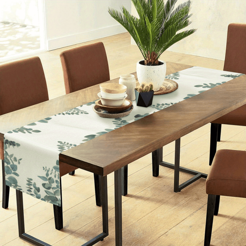 Eucalyptus Leaves Table Runner Spring Summer Green Plants Table Mat