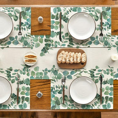 Eucalyptus Leaves Table Runner Spring Summer Green Plants Table Mat
