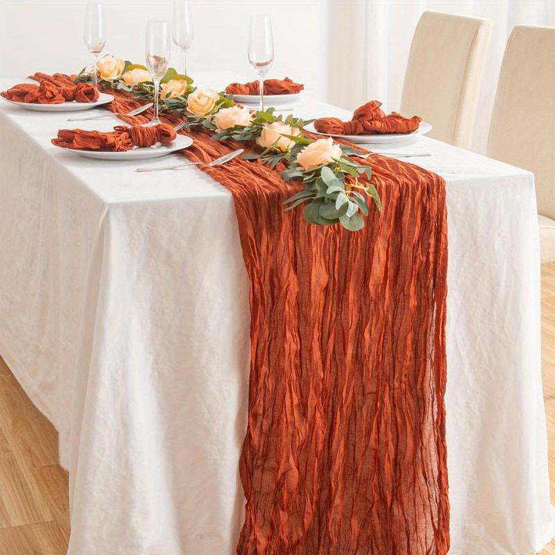 6pcs Cheesecloth Table Runner Boho Style Romantic Rustic Table Runner