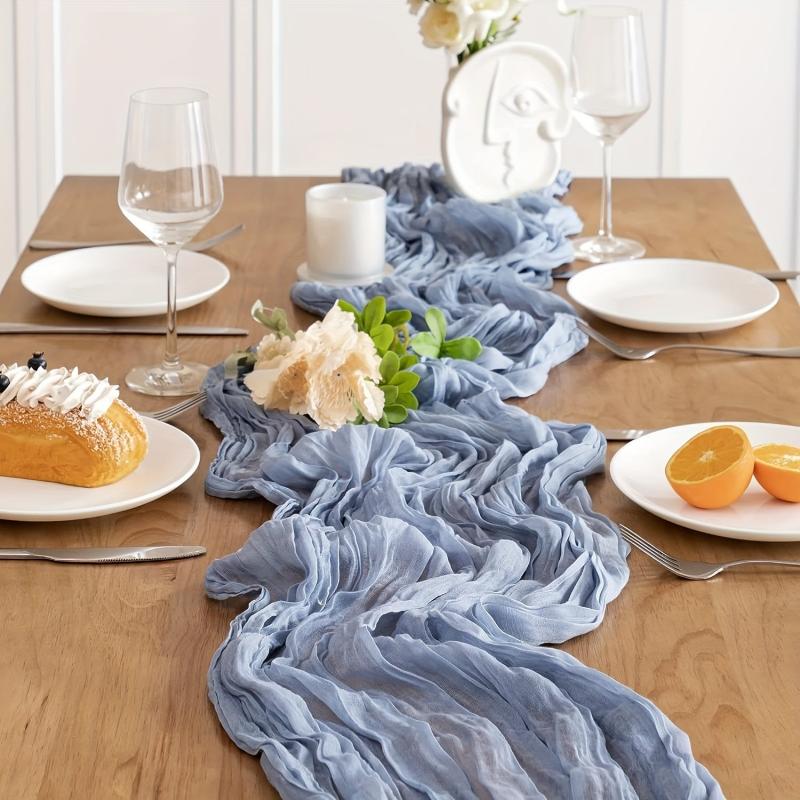 6pcs Cheesecloth Table Runner Boho Style Romantic Rustic Table Runner
