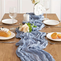 6pcs Cheesecloth Table Runner Boho Style Romantic Rustic Table Runner