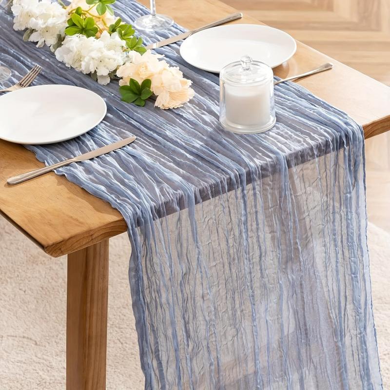 6pcs Cheesecloth Table Runner Boho Style Romantic Rustic Table Runner