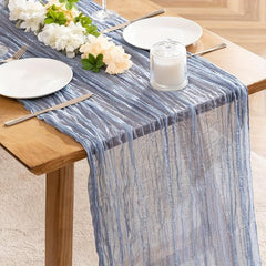 6pcs Cheesecloth Table Runner Boho Style Romantic Rustic Table Runner
