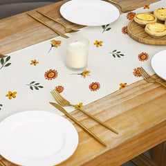 Polyester Table Runner Autumn Leaf Floral Pattern Thanksgiving Kitchen Decor