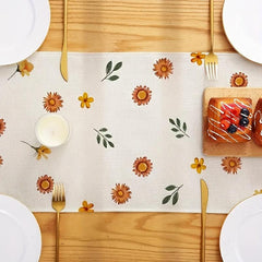 Polyester Table Runner Autumn Leaf Floral Pattern Thanksgiving Kitchen Decor