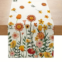 Polyester Table Runner Autumn Leaf Floral Pattern Thanksgiving Kitchen Decor