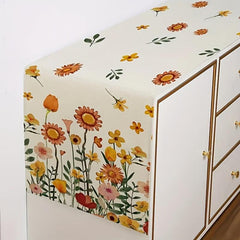 Polyester Table Runner Autumn Leaf Floral Pattern Thanksgiving Kitchen Decor