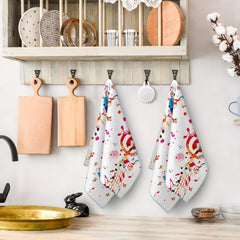 2pcs Microfiber Music Symbol Hand Towels Kitchen Dish Cloths