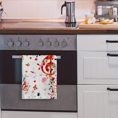 2pcs Microfiber Music Symbol Hand Towels Kitchen Dish Cloths
