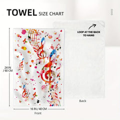 2pcs Microfiber Music Symbol Hand Towels Kitchen Dish Cloths