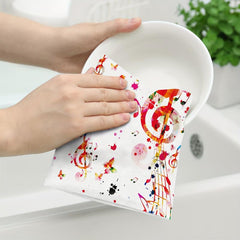 2pcs Microfiber Music Symbol Hand Towels Kitchen Dish Cloths