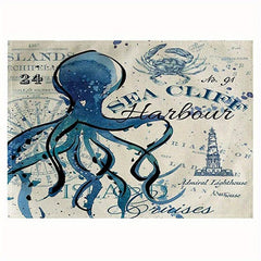 4pcs Ocean Style Linen Placemat, Kitchen Decor