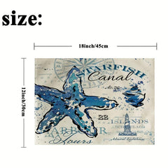 4pcs Ocean Style Linen Placemat, Kitchen Decor
