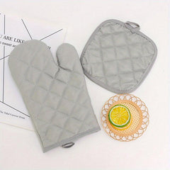 2pcs Pot Rack Mat and Stove Oven Glove Set Heat Resistant Non-slip
