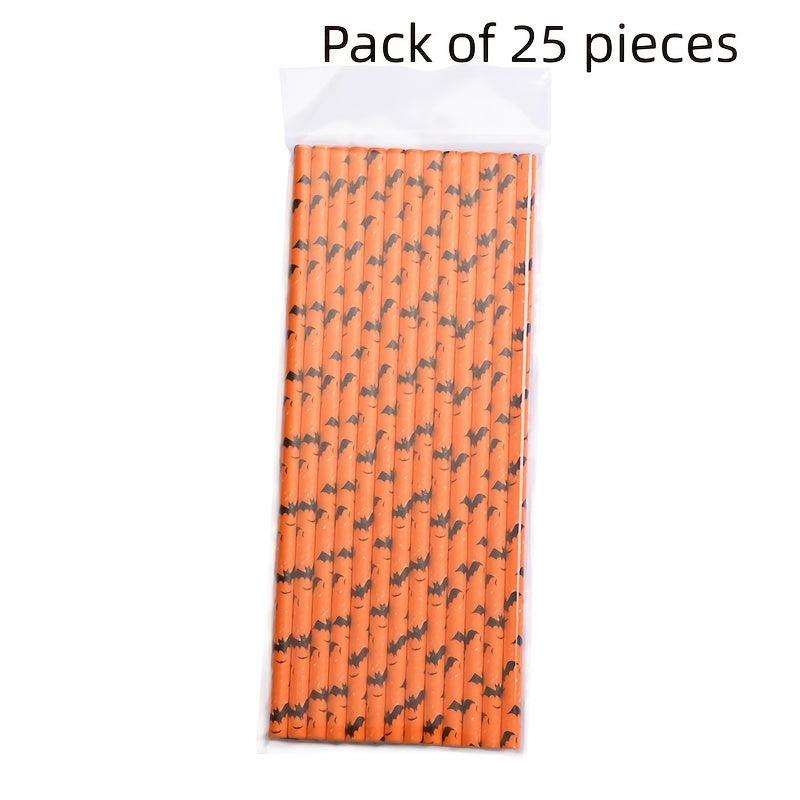 25pcs Colorful Halloween Disposable Straws for Drinks