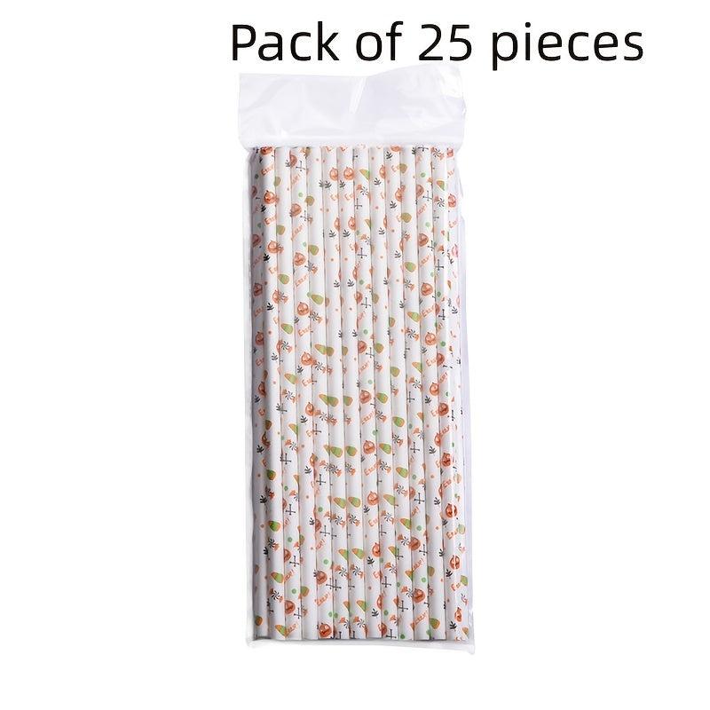 25pcs Colorful Halloween Disposable Straws for Drinks