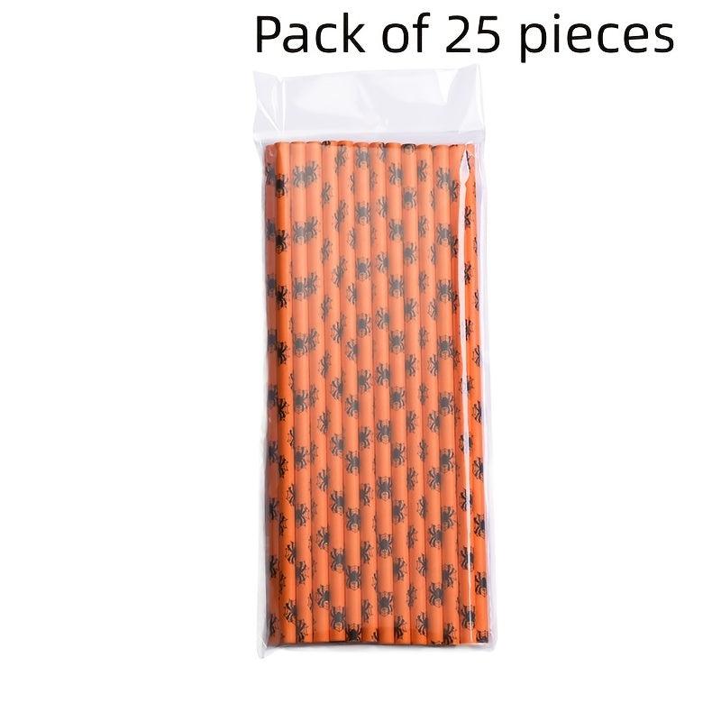 25pcs Colorful Halloween Disposable Straws for Drinks