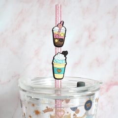 20PCS Mexican Concha Iced Coffee Cup Straw Toppers