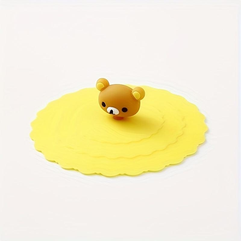 1pc Cartoon Cup Cover Reusable Heat Resistant Leakproof Dustproof Lid Caps