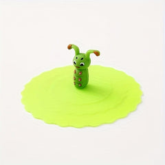 1pc Cartoon Cup Cover Reusable Heat Resistant Leakproof Dustproof Lid Caps