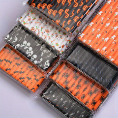 175pcs Halloween Paper Straws Bat Pumpkin Spider Web Skeleton Pattern Straws