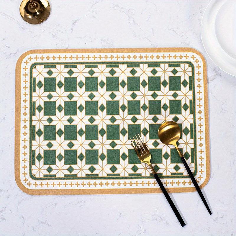Leather Rectangle Mat Non-slip Heat Resistant Waterproof Table Pad