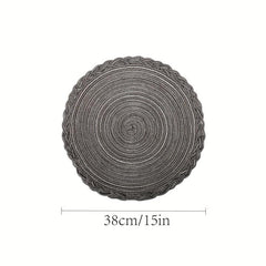 6pcs Round Polyester Placemat Solid Heat Insulation Table Pad