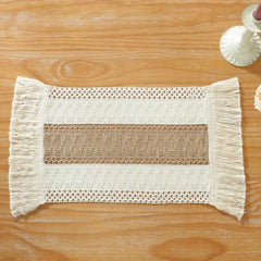 Bohemian Macrame Crochet Table Runner with Tassels Farmhouse Style
