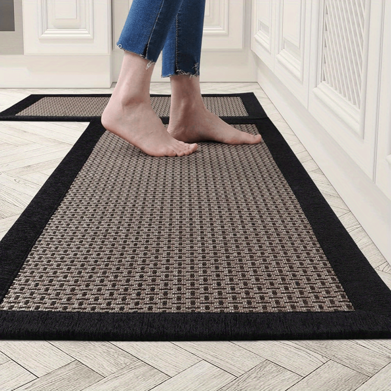 2pcs Non Skid Washable Kitchen Rugs Heavy Duty Standing Mat