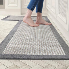 2pcs Non Skid Washable Kitchen Rugs Heavy Duty Standing Mat