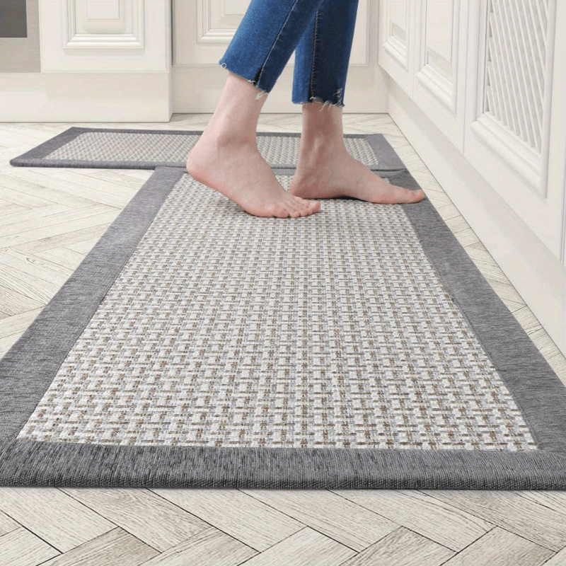 2pcs Non Skid Washable Kitchen Rugs Heavy Duty Standing Mat