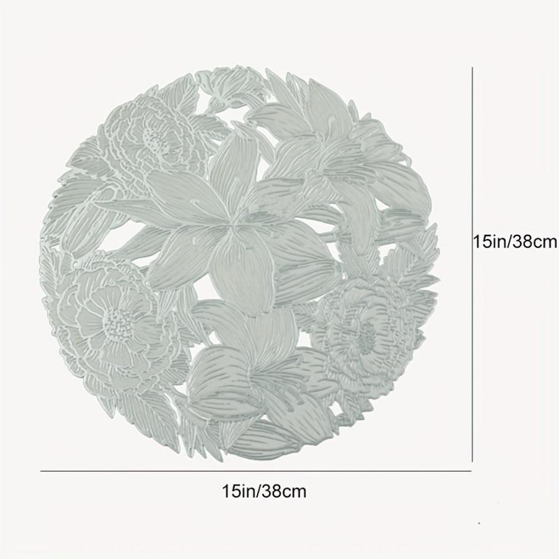 6pcs Round Plastic Table Mat Lily Bronzing Placemat Pvc Heat Insulation