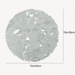 6pcs Round Plastic Table Mat Lily Bronzing Placemat Pvc Heat Insulation